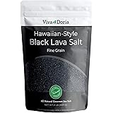 Viva Doria Hawaiian Black Lava Sea Salt, Fine Grain, Lava Salt, 2 lb (907 g)
