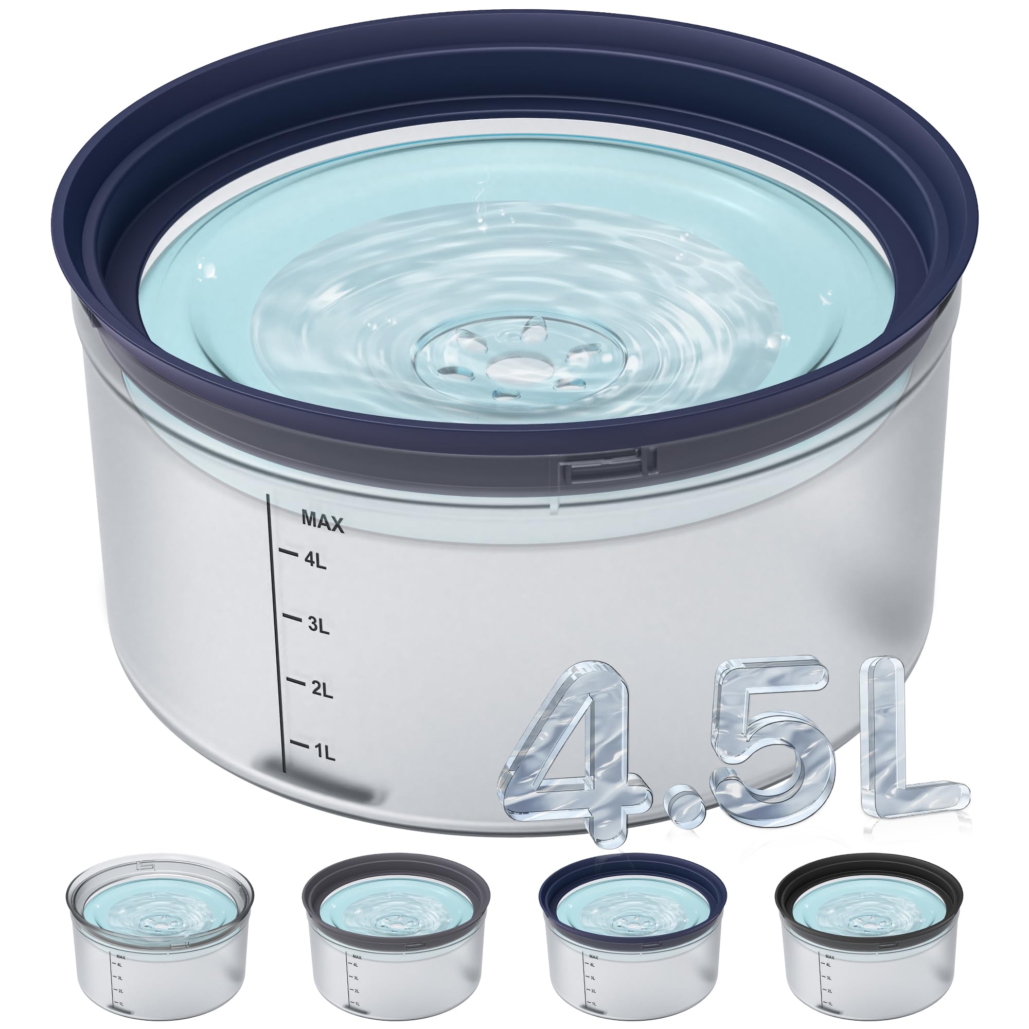 Photo 1 of Decflow 1.2Gallon Dog Water Bowl No Spill, 4.5L Large Capacity Spill Proof Dog Bowls with Transparent Floating Disk, Anti-Splash Slow Drinking Dripless Bowl for Sloppy Messy Drinkers (Gray)