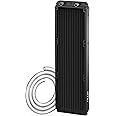 DIYhz Water Cooling Computer Radiator, 12 Pipe Aluminum Heat Exchanger Liquid Cooling Radiator Heat Sink 360mm for CPU PC Laser Water Cool System DC12V Black with Tube