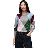 Tommy Hilfiger Women's Long Sleeve Cotton Argyle Sweater Pullover