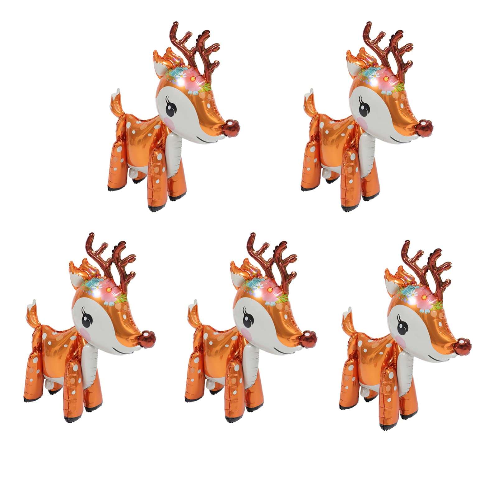 STOBOK 5pcs Reindeer Shaped Balloons Big Christmas Balloons Animal Deer Aluminum Film Reindeer Balloon Xmas Party Decorations