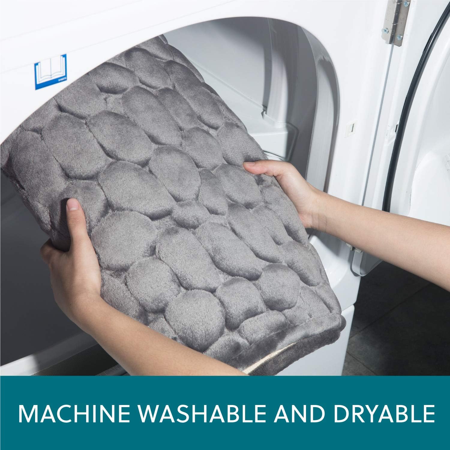 Bedsure Memory Foam Bath Mat Non Slip Bathroom Rugs Absorbent Grey Bath Mats for Bathroom 17x24 Inches Cobblestone Machine Washable Bath Rugs: Home & Kitchen