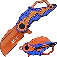 MTECH USA – Spring Assisted Folding Knife – Orange Stainless Steel Wharncliffe Blade, Blue and Orange ABS Handle, Bottle Opener, Tactical, EDC, Self Defense- MT-A1199BOR