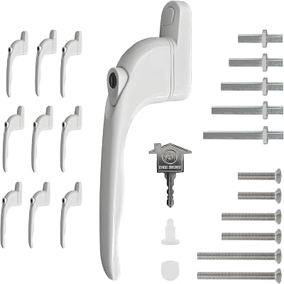 HomeSecure Universal UPVC Window Handles 10 Pack Inline Espag Lockable White