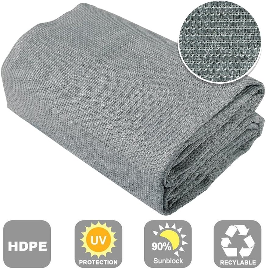 Shatex 90% Sun Shade Fabric for Pergola Cover Porch Vertical Screen 6' x 10', Grey