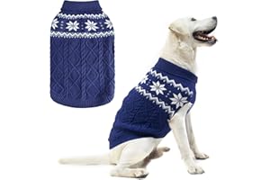 SCIROKKO Warm Winter Dog Sweater - Cold Weather Pet Clothes for Small Medium Large Dogs Indoor Outdoor, Soft Classic Knit Puppy Apparel, Blue, ML