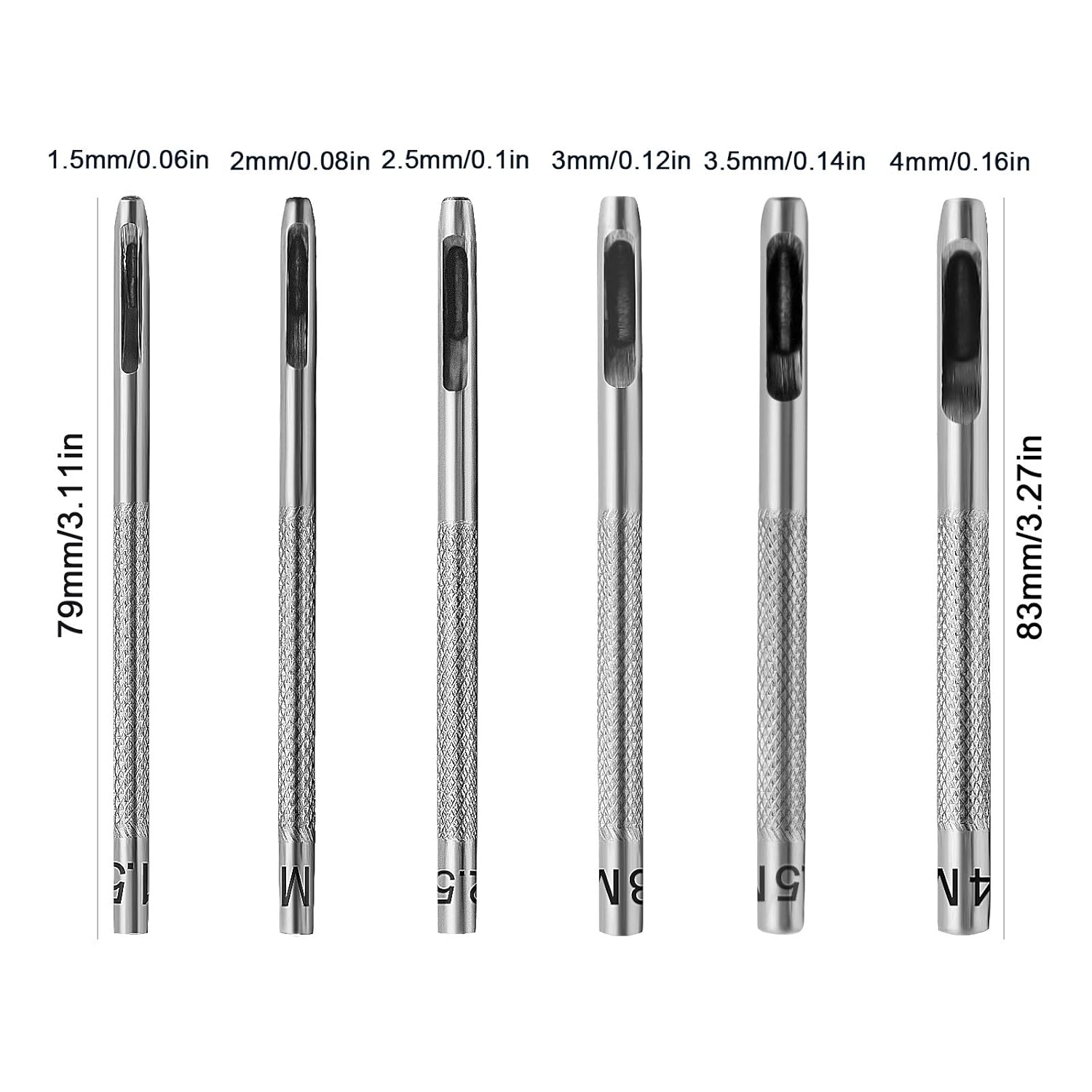 6 Pcs Leather Hole Punch (1.5mm-4mm) Hollow Punch Set，Leather Punch Tool， Leather Working Tools for Leather Watch Band, Leather, Gasket Belt, Fabric, Canvas Paper Plastics.: Industrial & Scientific