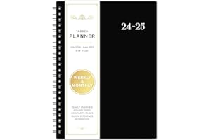 VONDAFE 2024-2025 Planner - Planner 2024-2025 July 2024 - June 2025, 2024-2025 Planner Weekly and Monthly with Tabs, 2024-2025 Calendar with Flexible Cover, A5 Thick Paper, Twin-Wire Binding, Black