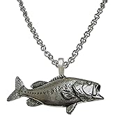 Kiola Designs Pewter Bass Fish Pendant with Stainless Steel Necklace