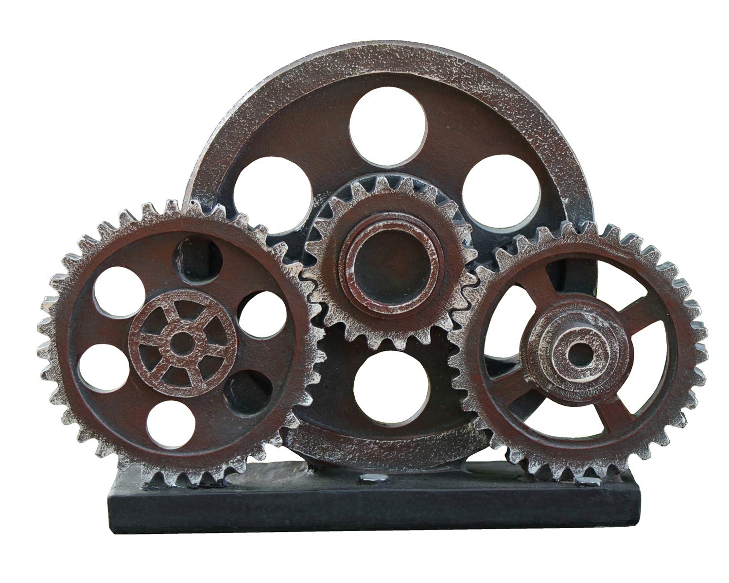 Retro Industrial Steampunk Resin Gear Figure Height 19.5 cm, Copper Colour, Heavy Decorative Gear Cover Model, Decorative Ornament Statue for Home Bar