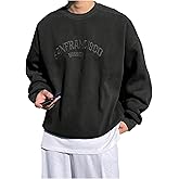 SHENHE Men's Oversized Crewneck Sweatshirt Letter Embroidered Vintage Baggy Sweatshirt Pullover