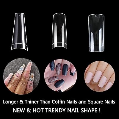 Buy Clear Acrylic Nail Tips Coffin Nail Tips 500pcs Roxyvabelle Artificial Ballerina Fake Nails Half Cover False Nail With Case For Nail Salons And Diy Nail Art 10 Sizes Online In