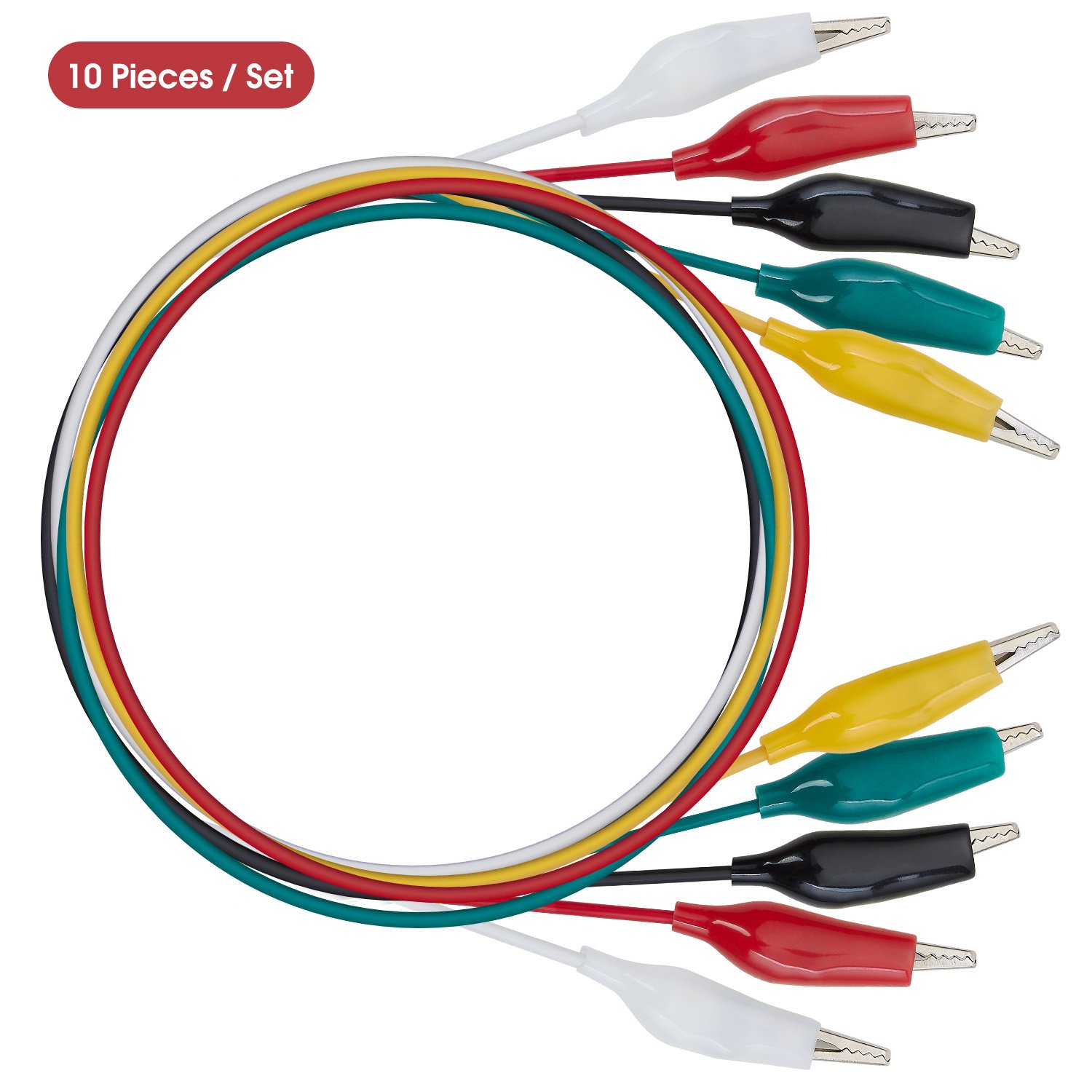 WGGE WG-026 10 Pieces and 5 Colors Test Lead Set & Alligator Clips,20.5 inches (1 PACK): Home Improvement