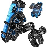 LOKTENWO Motorcycle Phone Mount with Vibration Dampener & High-Speed Secure Lock, Anti-Theft ATV Scooter Motorcycle Handlebar Phone Holder for 5.4” to 7.2” Smartphone