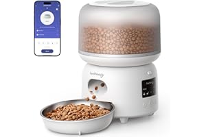 Automatic Pet Feeder, FEELNEEDY 3L WiFi Food Dispenser for Cats and Dogs with 304 Stainless Steel Feeding Bowl, Up to 36 Portions 10 Meals Per Day, App Control/2.4G WiFi Spport