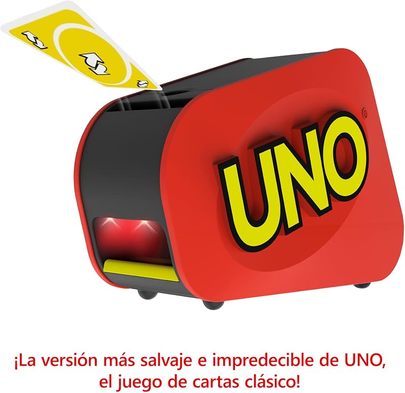 Mattel games uno extreme - jogo de cartas familiar com lançador - com luz e som - 112 cartas - 2 a 10 jogadores - presente para crianças a partir de 7 anos e adultos, gxy75