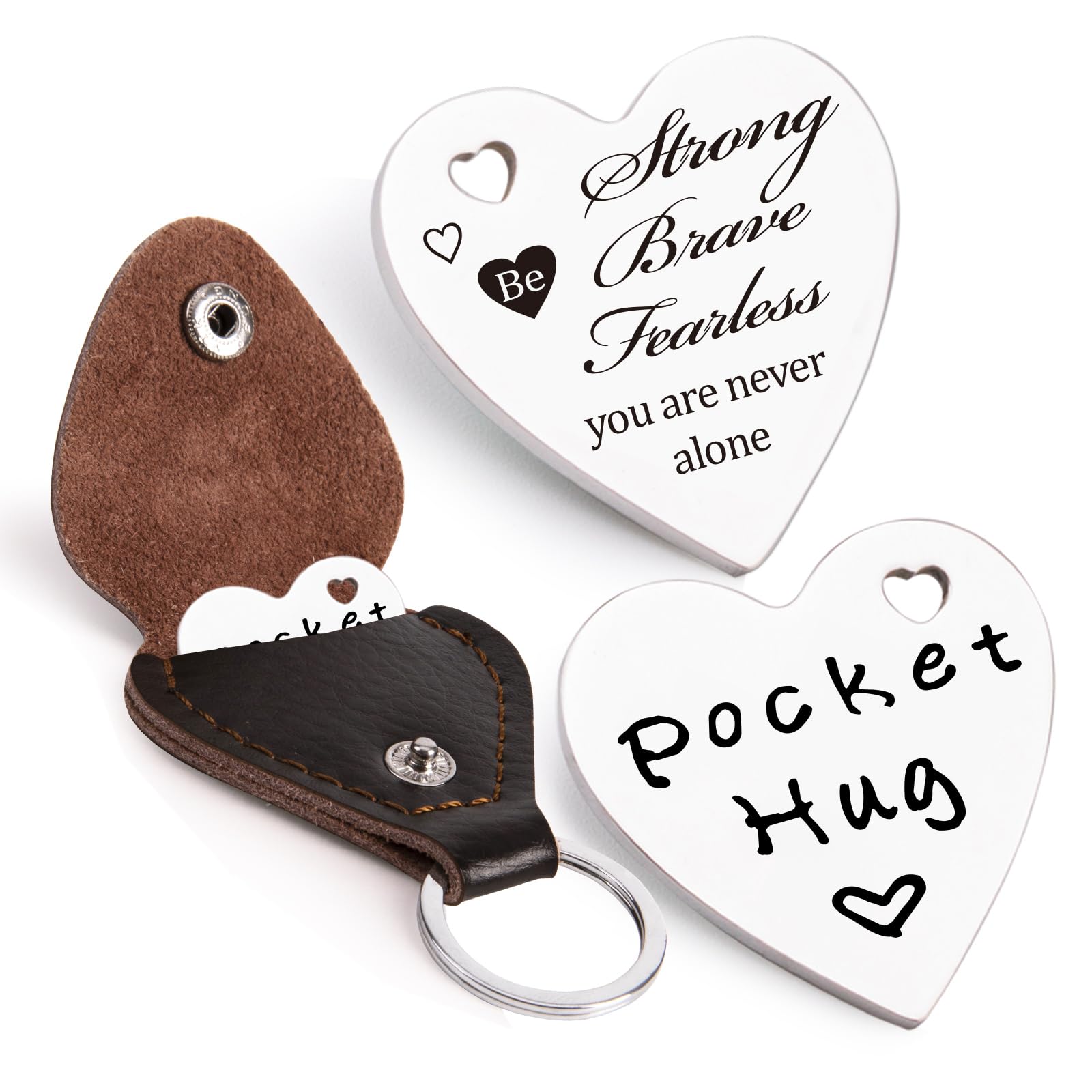 Qunrwe Pocket Hug Leather Keychain,Double Sided