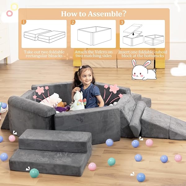 LOAOL MODULAR KIDS PLAY COUCH, KIDS COUCH FOR PLAYROOM, CONVERTIBLE FOAM CLIMBING SOFA FOR TODDLERS, FOAM CLIMBING BLOCKS FOR BOYS AND GIRLS