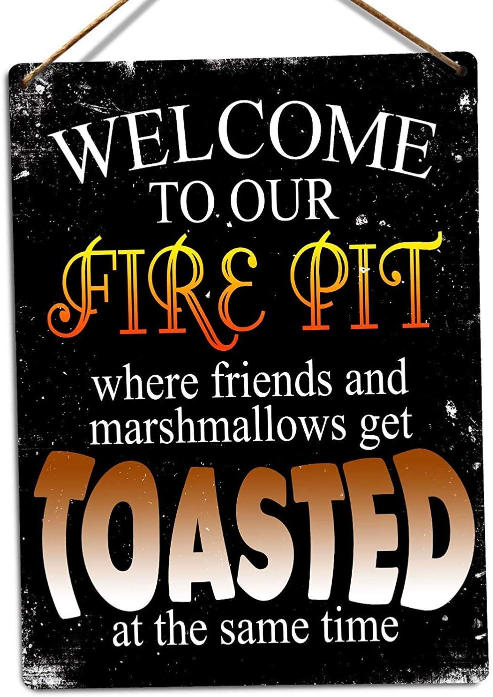 MAIYUAN Welcome to Our Firepit Metal Tin Sign for Crafts Home Decoration 7.8 X 11.8 Inches