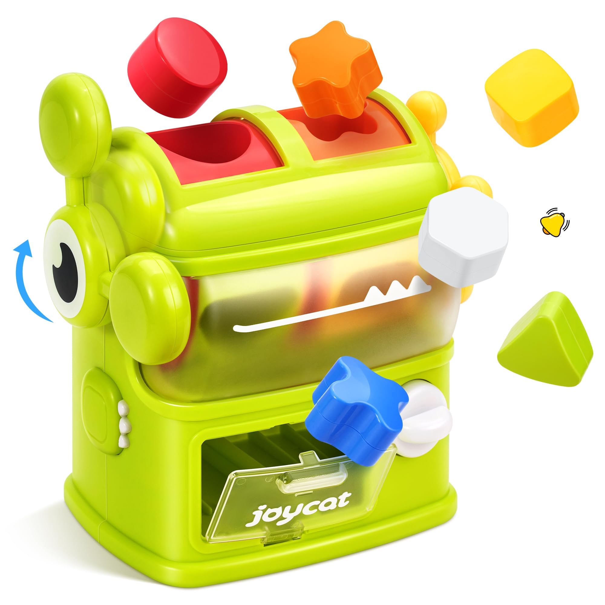 Photo 1 of JoyCat Monster Eating The Shapes, Interactive Shape Sorter Toy for Toddlers 1-3, with 6 Rattle Shape Blocks and 2 Levers, Montessori Color Matching & Sorting Learning Toys, Gifts for 1 2 3 Year Old