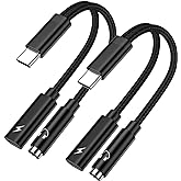 USB C to 3.5mm Headphone and Charger Adapter for Samsung Galaxy A17 A56 A55 A35 S26 S25 S24 Ultra A16 A15 iPhone 17, 2 in 1 U