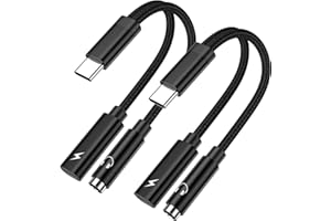 SIXSIM USB C to 3.5mm Headphone and Charger Adapter for Samsung Galaxy A55 A35 S24 S23 Ultra A15 A54 S22 21,2 in 1 USB Type C to Aux Audio Jack Adapter with PD 60W Fast Charging Dongle Cable for iPhone 16 15