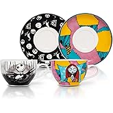 Silver Buffalo Disney Nightmare Before Christmas Jack and Sally Ceramic Tea Cup Set, 6.7 Ounces