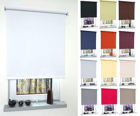 way2way SNAP Verdunkelungs-Rollo | weiss 102cm | viele Farben & Größen - komplett verdunkelnd / BLACKOUT Mittelzugrollo Sprin