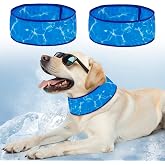 BEAUTYZOO Dog Cooling Bandana,2-Pack Instant Chill Ice Neck Cooler Wrap for Outdoor Summer, Adjustable Reusable Pet Scarf Lasts 2 Hours,Heat Relief Prevent Sunstroke for Medium Large Dogs 17"-22" Blue