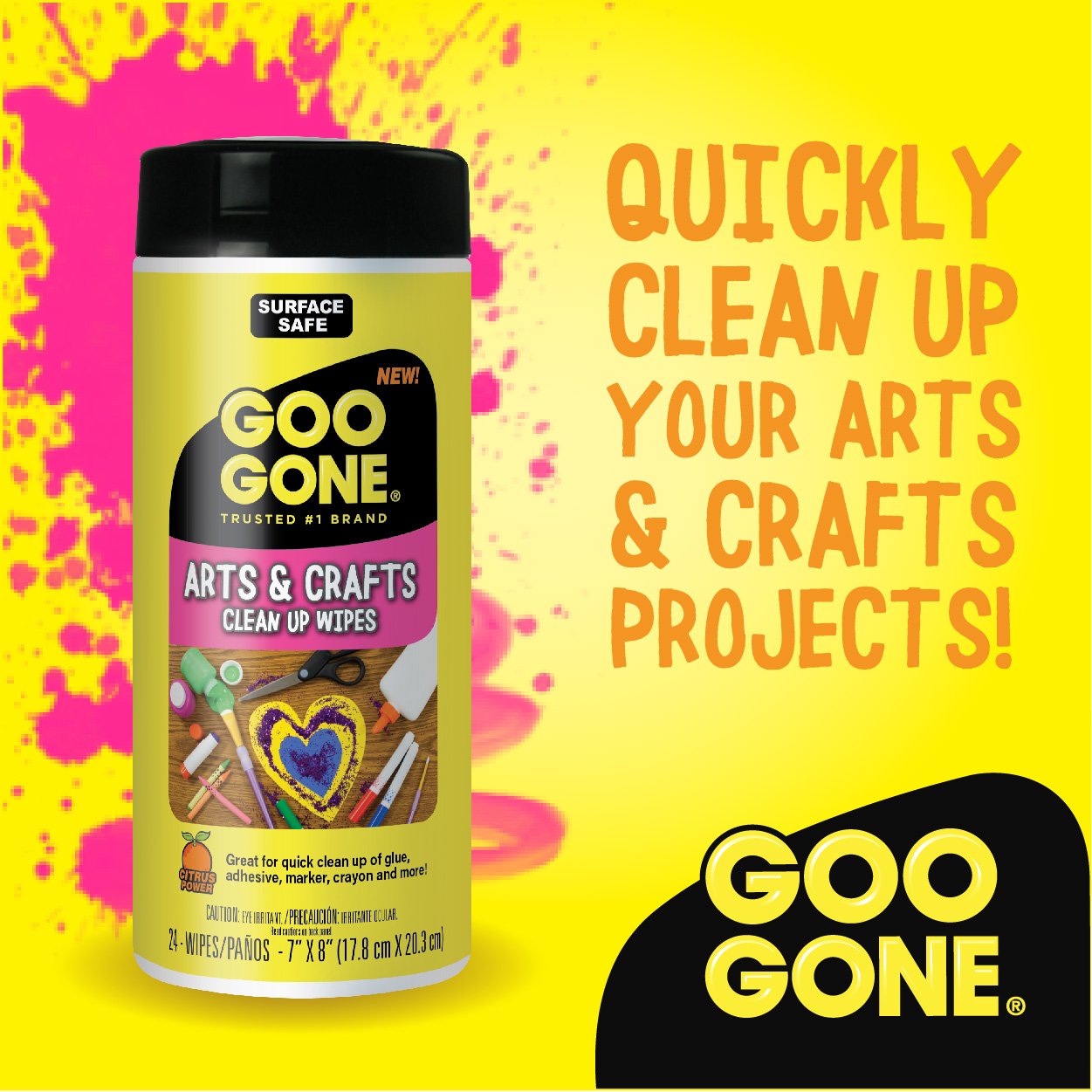 Goo Gone Adhesive Remover Arts and Crafts Clean Up Wipes - 24 Wipes: Grocery & Gourmet Food
