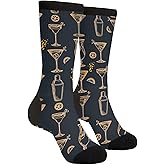 Yrassio Cocktails Novelty Crew Socks Casual Crazy Funny Dress Socks For Women Men Teens Gift