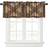 KANEPE Old Barn Valances Curtain for Kitchen Cafe, Wooden Barn Door Garage Door Window Treatment Valances Short Curtains Rod Pocket Drape for Dining Room Home Farmhouse Decor, 54x18inch
