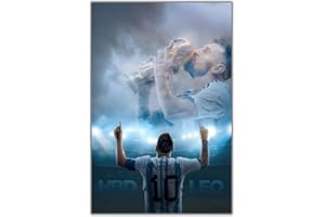 bzcpc Football Star Lionel Messi Poster Canvas Art Bedroom Wall Decor Kids Room Decor Inspirational Gift 12×18inches (Messi-3)