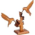 Curawood Hummingbird Statue - Artisan-Crafted Bird Statues Home Decor - Hummingbird Figurines, Lifelike Humming Bird Decor - Handcrafted in Indonesia