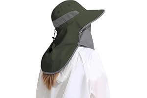 DOCVIT Outdoor Sun Hat Detachable Neck Face Flap UPF 50+UV Protection Visor Fishing Hats with Neck Flap for Men & Women