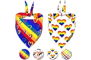 Raisingwell Pride Dog Bandanas 2 Pack, 4 Pattern Reversible LGBTQ+ Rainbow for Boy and Girl, Premium Durable Fabric, Summer Triangle Scarf for Medium to Extra Large Breed Dogs (X-Large)