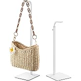 Josmimic 2 Pcs Purse Holder Handbag Display Stand: Hanger Rack Showing Bags, Purses, and Wreath, Adjustable Hook Stand for Tabletop, Closet, Desk, and Retail Use for Vendors, White