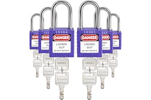 Boviisky 6 Purple, Keyed Different, 2 Keys Per Lock, OSHA Compliant Lockout Tagout Locks
