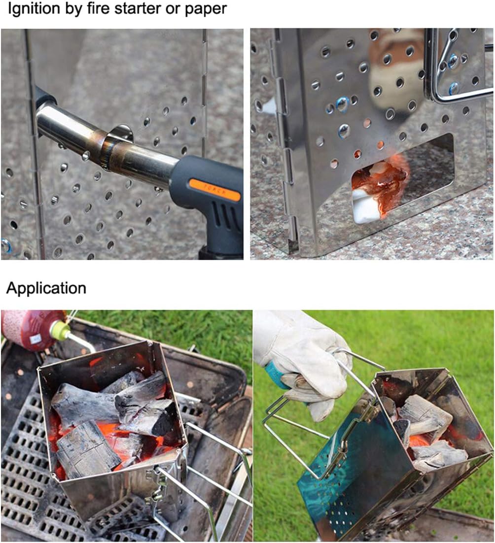 Portable Chimney Starter Stainless Steel Outdoor BBQ Foldable Charcoal Starter: Home Improvement