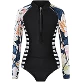 YOLIPULI Girls Long Sleeve Rashguard Swimsuit UV Protection One-Piece Swimwear Bathing Suit