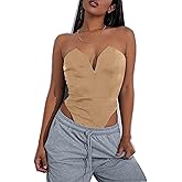 ALCEA ROSEA Women's Strapless Satin Bodysuit Sexy Deep V Neck Thong Tummy Control Shapewear with Underwire 1839