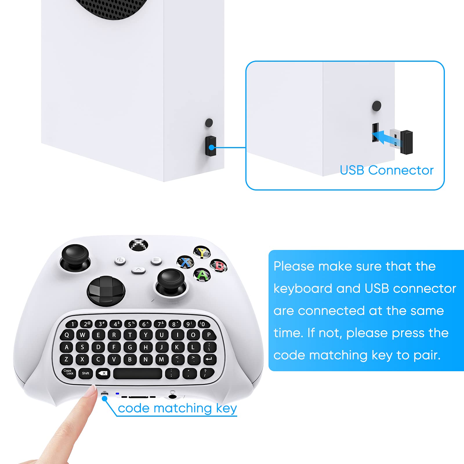 Keyboard for Xbox Series X/S, One X/S, Elite One/2 Controller, Wireless Chatpad Gaming Keypad With USB Receiver, Speaker, 3.5mm Audio Jack Accessories (Controller Not Included), White