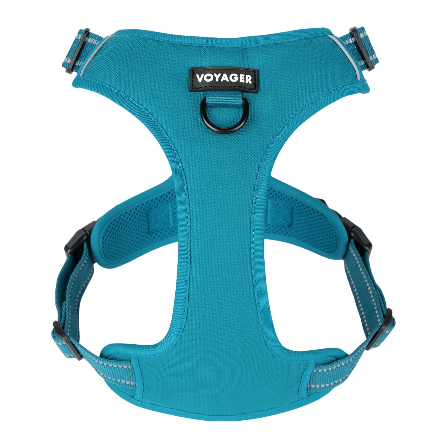 Voyager Dog Harness Dual Leash Attachment No-Pull Control Adjustable Soft but Strong Pet Harness for Medium and Large Dogs with 3M Reflective Technology - Turquoise, XL (Chest: 28 - 37")