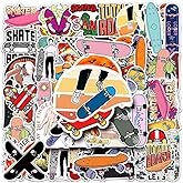 Skateboard Stickers |50Pcs Skateboarding Waterproof Vinyl Decals for Water Bottles Laptop Luggage Cup Computer Mobile Phone Skateboard