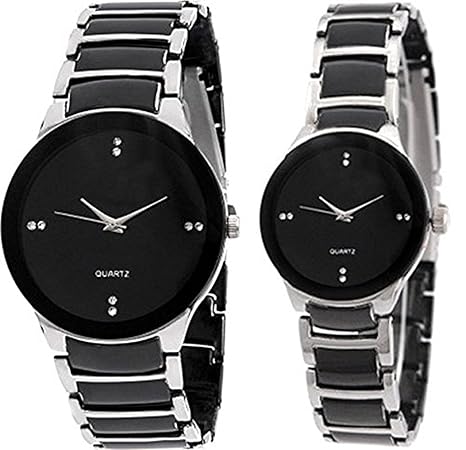 Analog Black Dial Mens and Womens Couple Watches Combo of 2