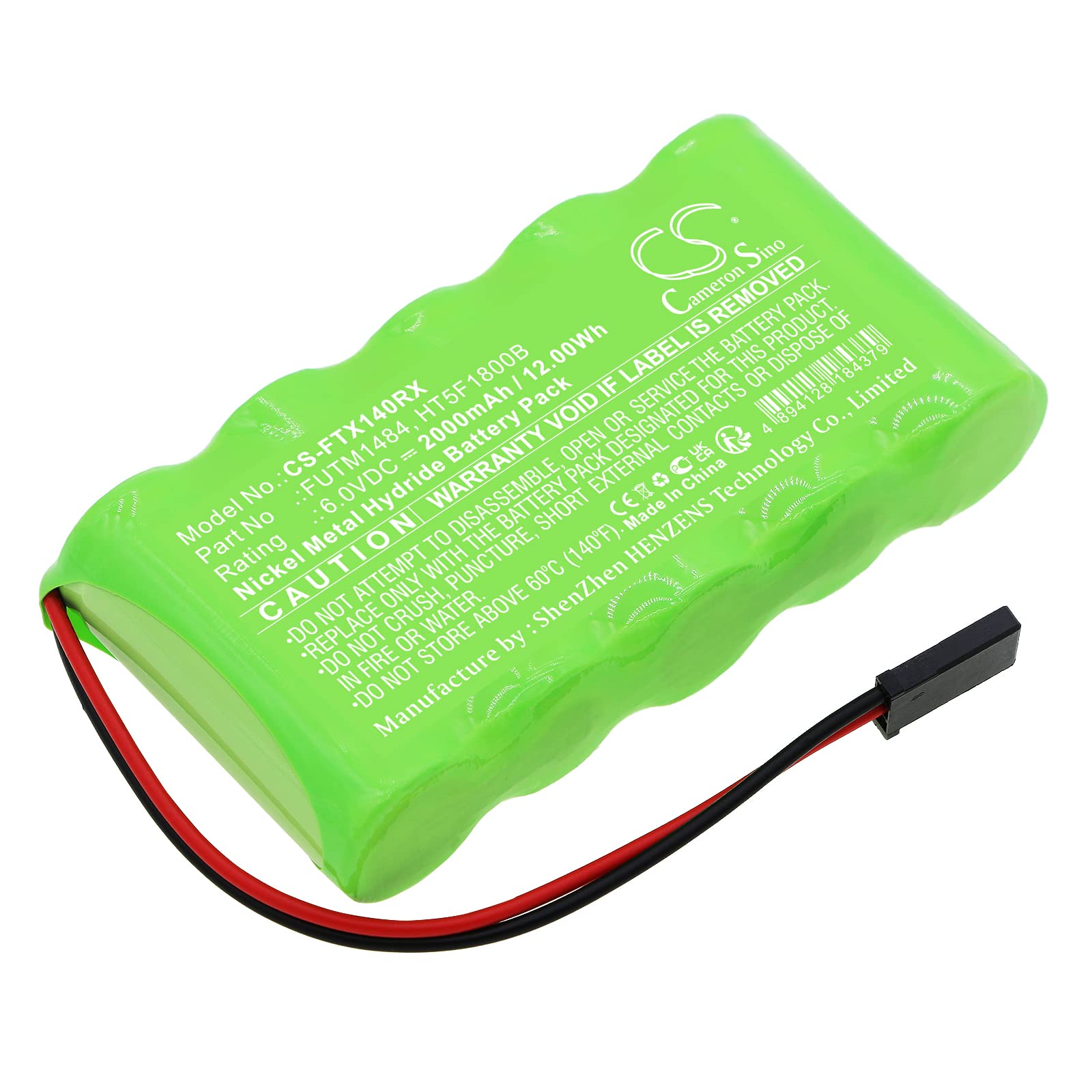 TECHTEK Batteria 2000mAh Ni-MH 6V Per Trasmettitori FUTABA - Sostituisce FUTM1484, HT5F1800B - 3