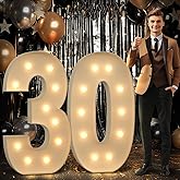 imprsv 4FT Marquee Numbers 30 Light up Number 30th Birthday Decorations Large Mosaic Numbers for Balloons Birthday Decor Big Number Balloon Frame Anniversary Decors