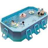 Foldable Pool, 118&Prime; Large Kiddie Pool, Non-Inflatable Kids' and Adults' Outdoor Swimming Pool, Hard Plastic Shell Portable Pool, Kid Pool for Backyard (118" x 65" x 21")