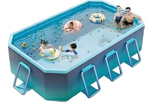 HOUTCLORT Foldable Pool, Non-Inflatable Kids' and Adults' Outdoor Swimming Pool, Large Kiddie Pool Hard Plastic Shell Portable Pool, Kid Pool for Backyard Dog Pools (116" x 65" x 21")