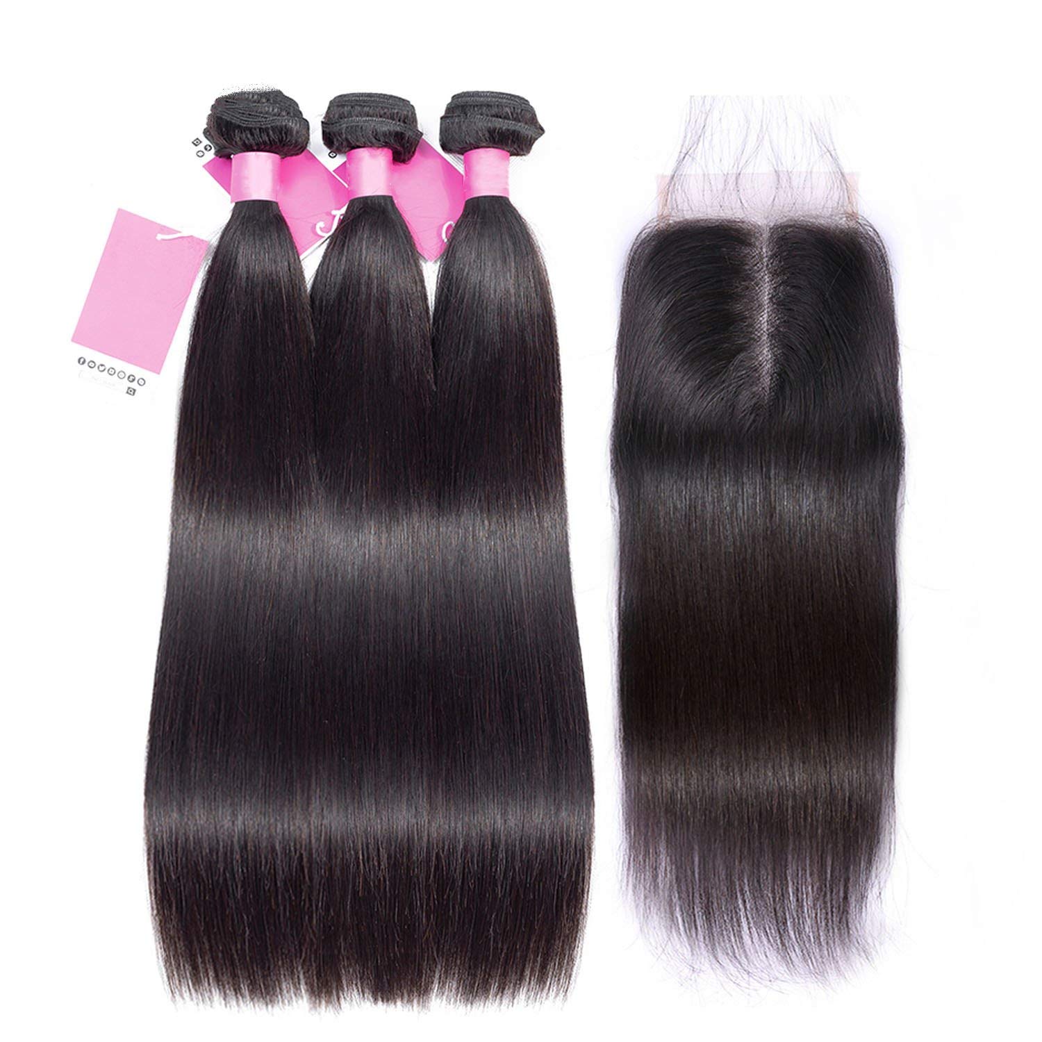 Amazon Com Straight Hair Bundles With Closure Malaysian Human